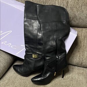 Marc Fisher Black Leather Knee-High Boots